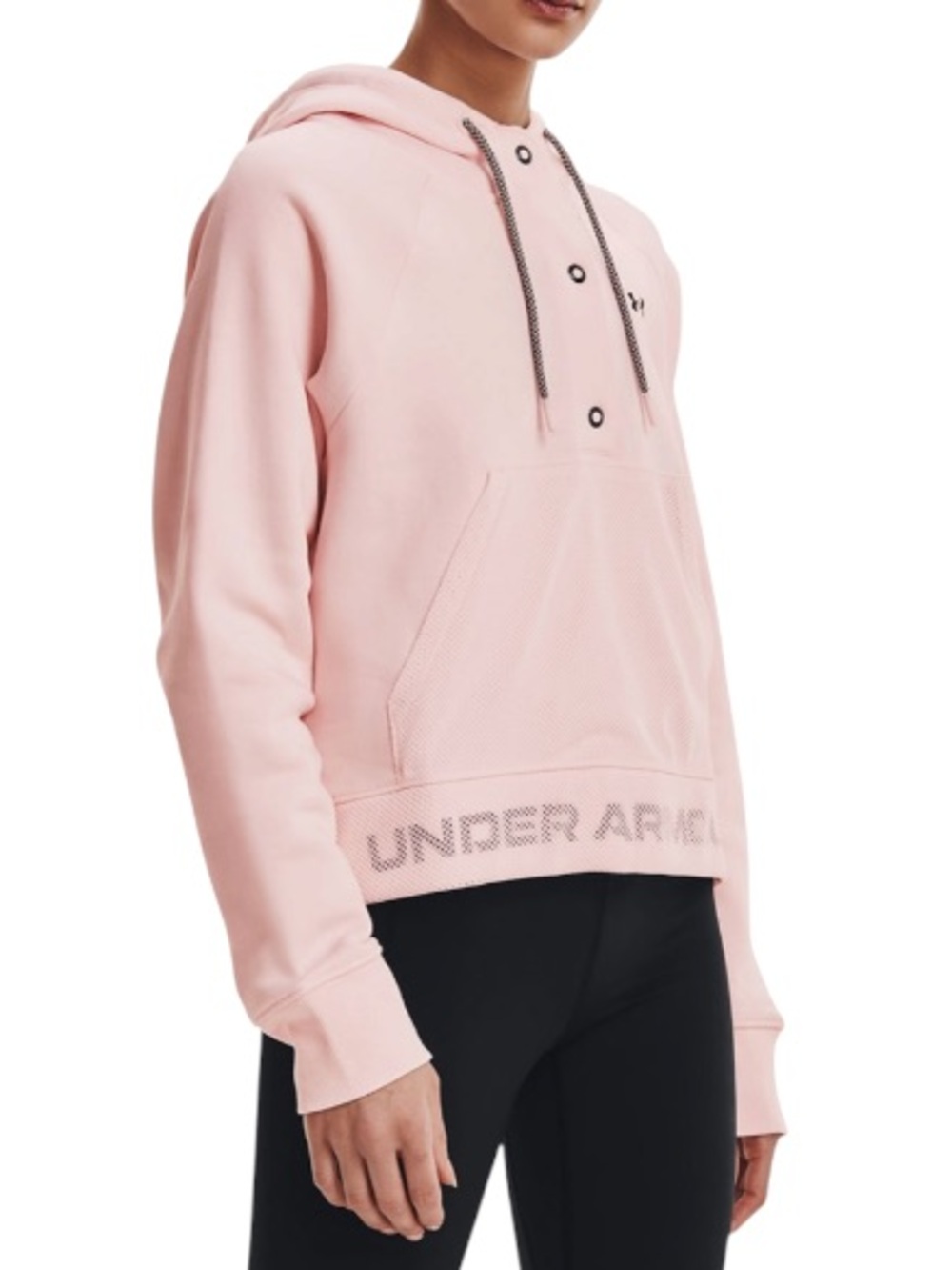 Under Armour Pale Pink Mesh Rival Fleece Athletic Hoodie